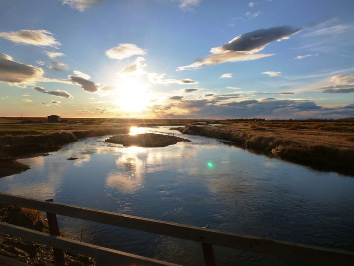 Við veiðistað númer 48 í Þverá í Fljótshlíð en þrír laxar veiddust í ánni í síðustu viku.