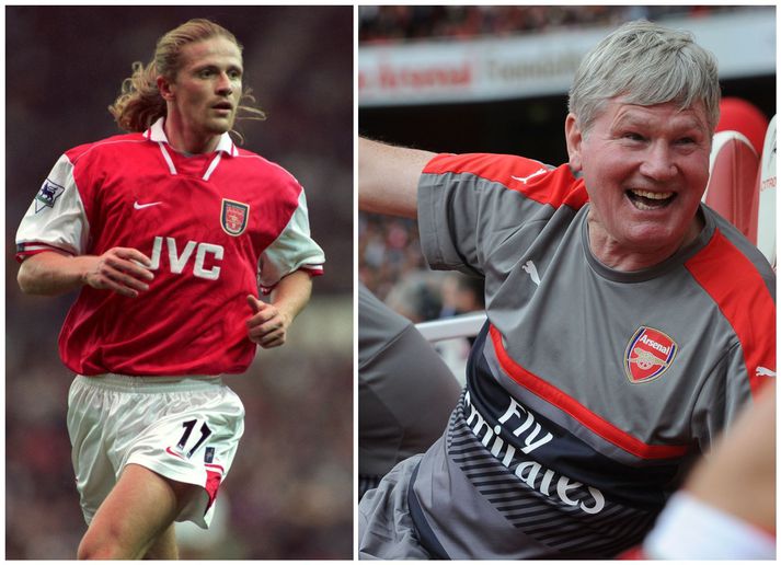 Emmanuel Petit og Pat Rice upplifðu góða tíma saman hjá Arsenal og fögnuðu titlum saman.