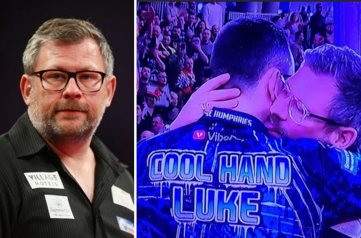 James Wade teygði út tunguna og sleikti háls Luke Humphries fyrir viðureign þeirra.