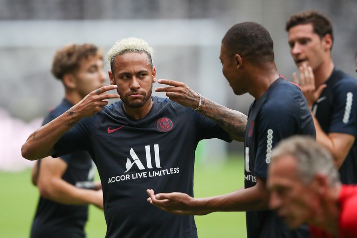 Neymar á æfingu PSG á undirbúningstímabilinu.
