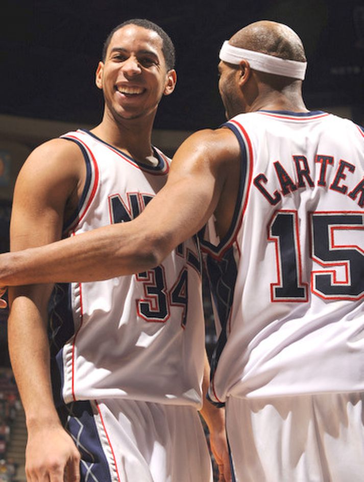 Devin Harris og Vince Carter í leiknum í nótt.