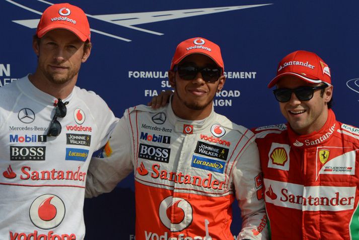 Button, Hamilton og Massa ræsa fremstir í kappakstrinum á morgun.