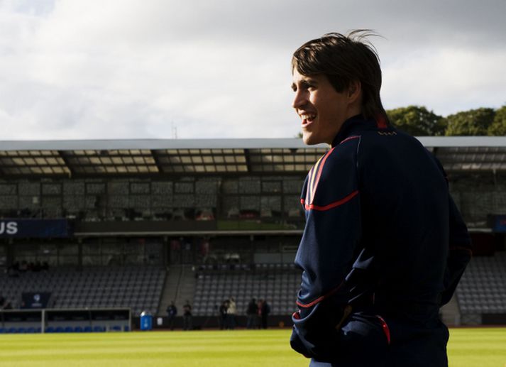 Bojan Krkic á æfingu spænska U-21 liðsins í Danmörku.