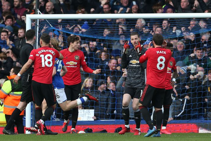 De Gea gerði slæm mistök sem kostuðu mark í upphafi leiks Manchester United gegn Everton.