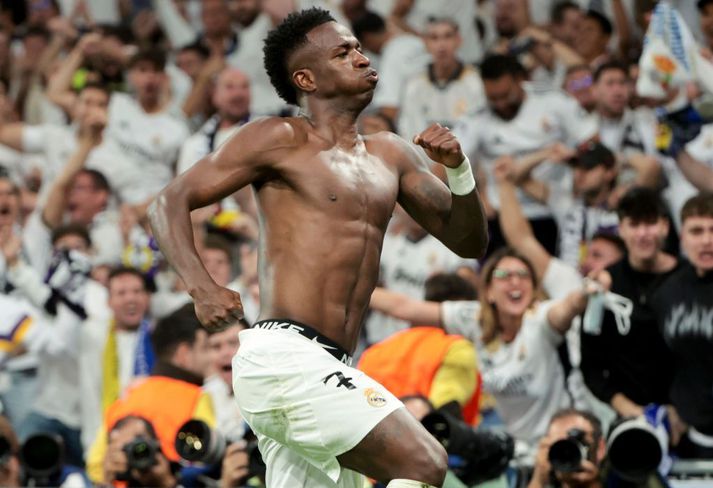 Vinicius Junior reif sig úr að ofan eftir stórkostlegt mark gegn Dortmund í gær.