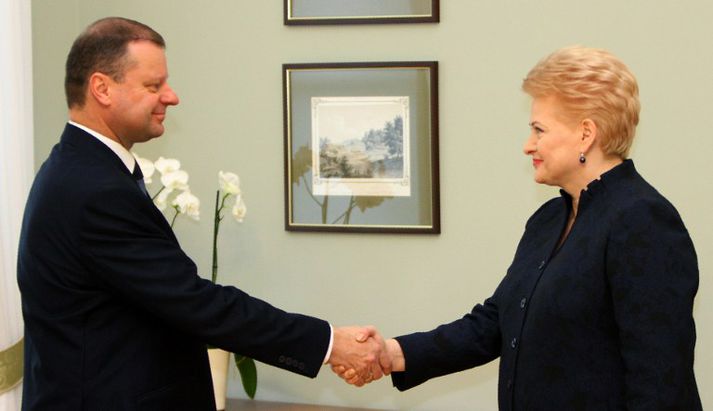 Saulius Skvernelis og Dalia Grybauskaite, forseti Litháens.