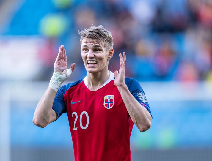 Odegaard í leik með Norðmönnum.