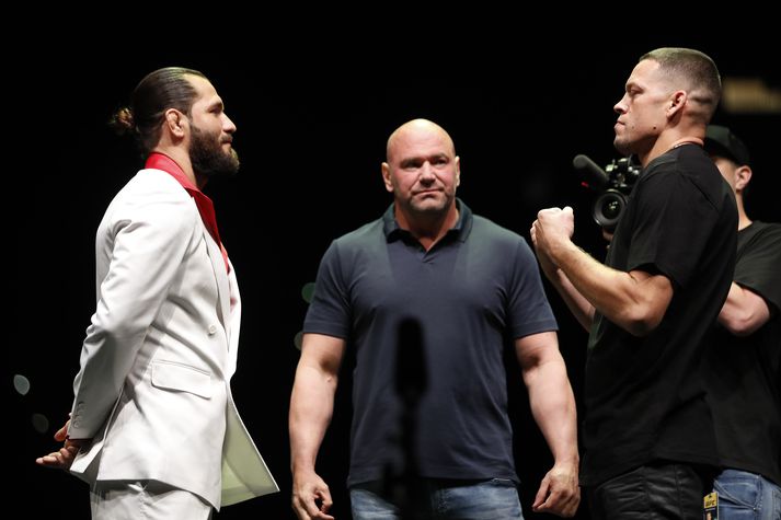 Masvidal og Diaz ásamt Dana White, forseta UFC.