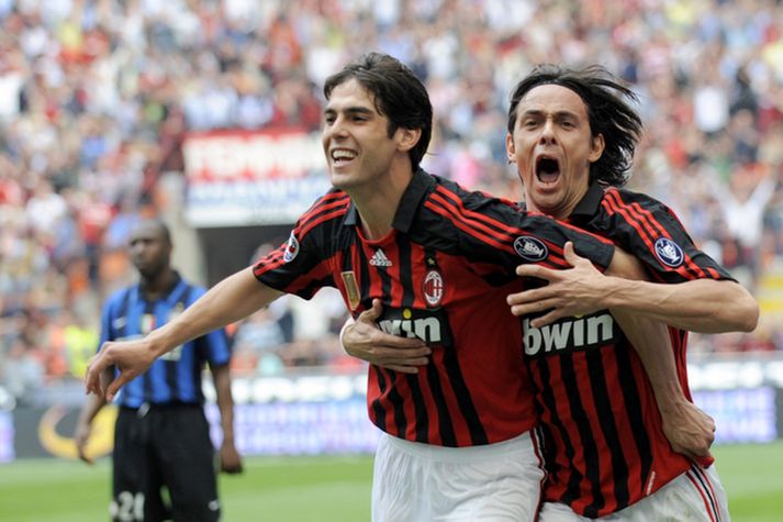 Inzaghi er hér með Kaká í fyrra.