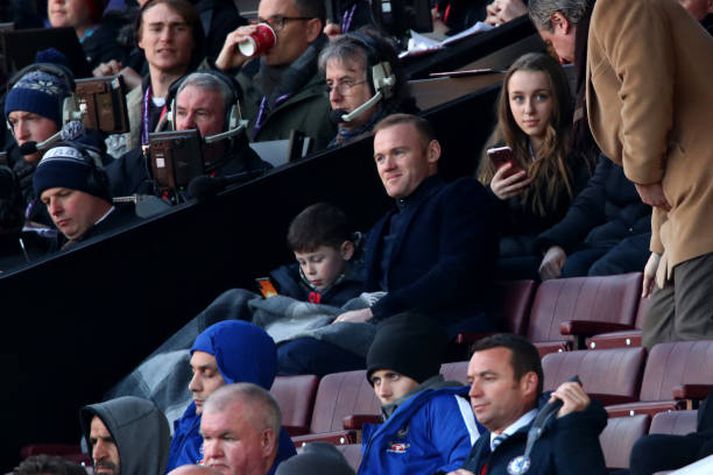 Wayne Rooney í stúkunni á Old Trafford á síðustu leiktíð.