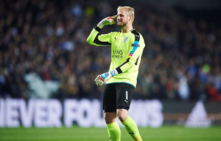 Kasper Schmeichel hefur haldið hreinu í öllum leikjum Leicester í Meistaradeildinni.