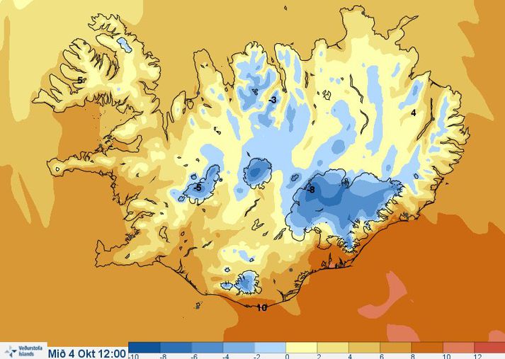 Það verður kalt norðanlands í nótt og á morgun og þá sérstaklega upp til fjalla.