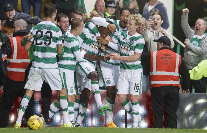 Mark Dedryck Boyata í fyrri leiknum kom Celtic áfram.