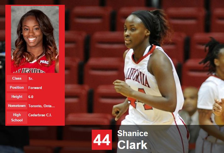 Chanice Clark spilaði körfubolta með háskólaliði California University of Pennsylvania.