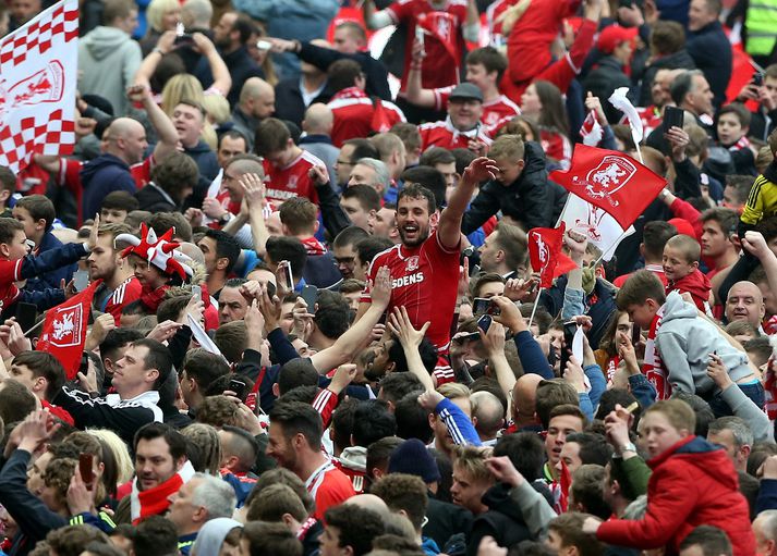 Christian Stuani var vinsæll á vellinum í dag.