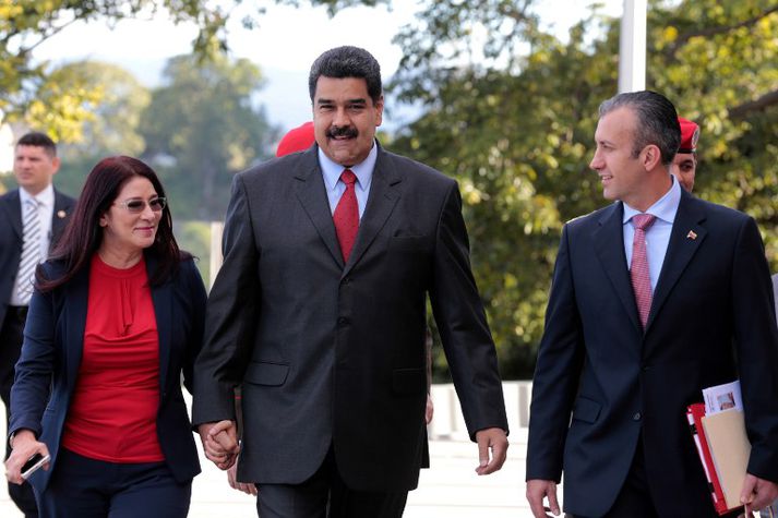 Cilia Flores, eiginkona Nicolas Maduro, Nicolas Maduro og Tareck El Aissami.