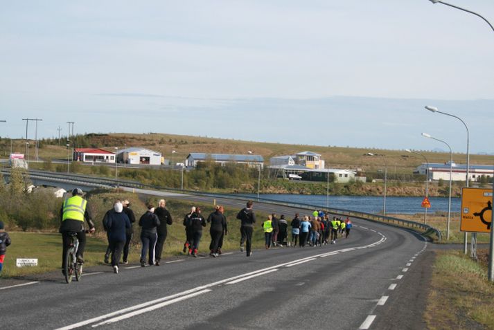 Vel var tekið á móti hlaupurunum á Hellu.