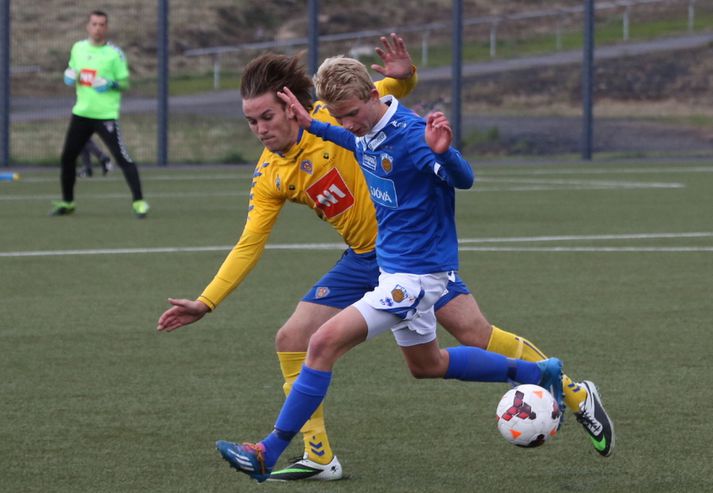 Alexander Már Þorláksson skoraði eina mark leiksins gegn KA í dag.