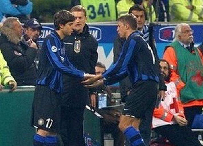 Mancini kemur inn fyrir Hernan Crespo í leiknum í gær