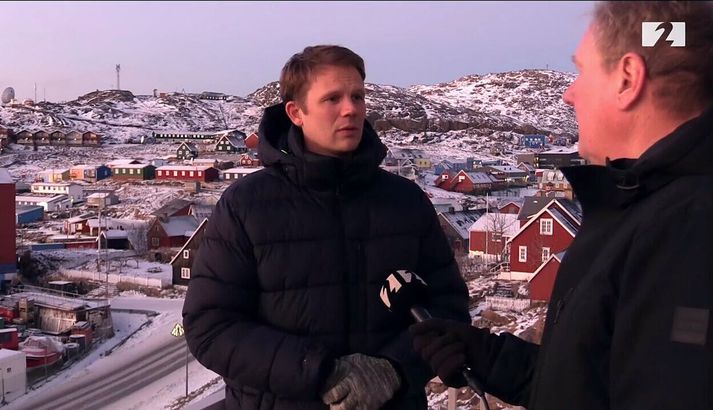 Eldur Ólafsson, stofnandi og forstjóri Amaroq-málmvinnslufélagsins, í viðtali við Stöð 2 í Qaqortoq.