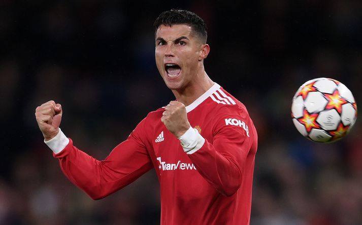 Ronaldo hafði margar ástæður til að fagna í leikslok en hann skoraði sigumark Man Utd þegar fjórar mínútur voru komnar fram yfir venjulegan leiktima.