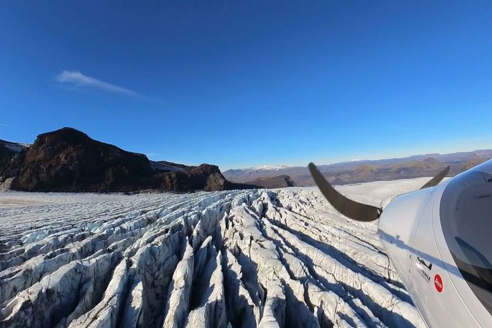 Útsýnið úr flugvél Ragnars yfrir Goðabungu er ekkert annað en stórkostlegt.