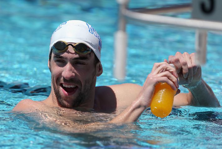 Michael Phelps í lauginni í gær.