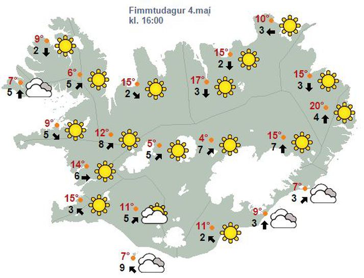 Ansi huggulega spáin fyrir morgundaginn.