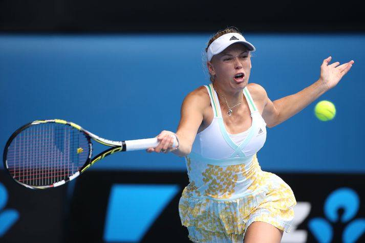 Wozniacki í viðureign sinni í nótt.