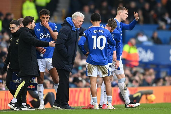 Strákarnir hans Davids Moyes skoruðu þrjú mörk í fyrri hálfleik gegn Tottenham.