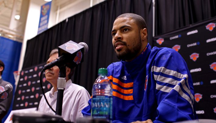 Á blaðamannafundi þegar Tyson Chandler var kynntur sem leikmaður New York Knicks.