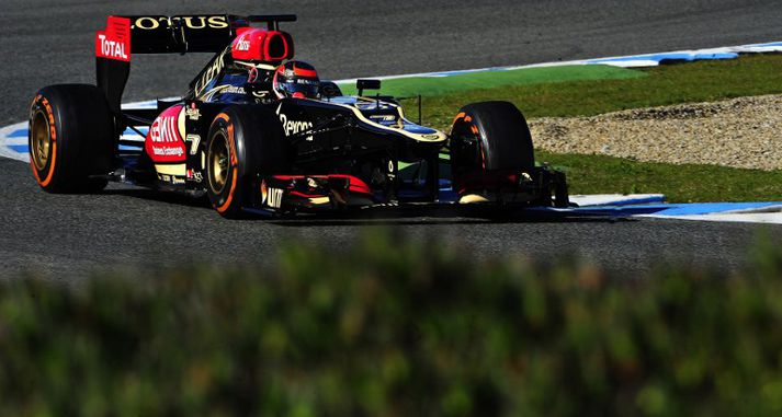 Raikkönen var fljótur í Lotus-bílnum í dag.