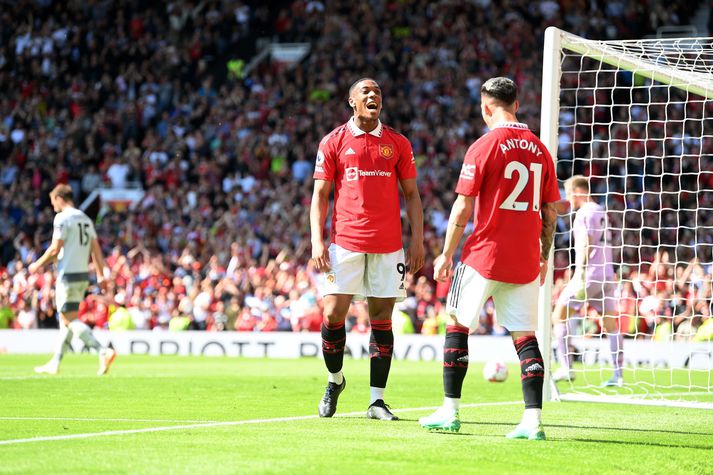 Anthony Martial skoraði fyrra mark leiksins í sigri United í dag.