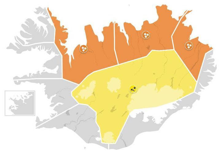 Viðvaranir hafa verið gefnar út fyrir daginn í dag og á morgun.