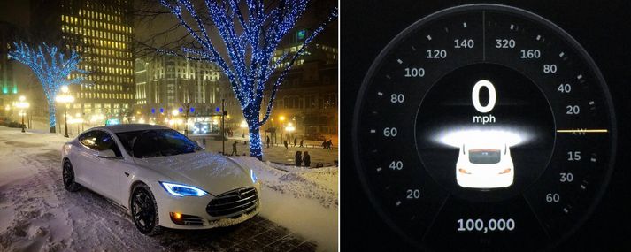 Tesla Model S leigubíllinn í Quebec.