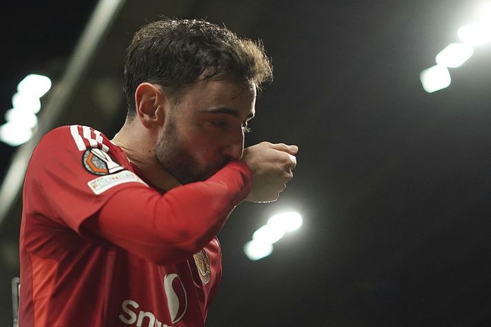 Bruno Fernandes og félagar í Manchester United geta komist í Meistaradeildina á næstu leiktíð með því að vinna Evrópudeildina í vor.