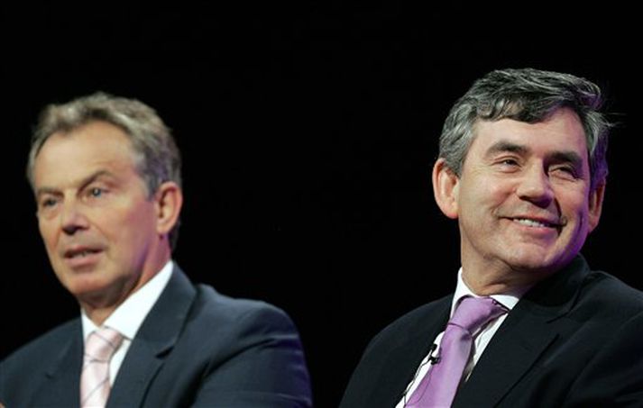 Tony Blair ásamt væntanlegum eftirmanni sínum, fjármálaráðherranum gordon Brown.