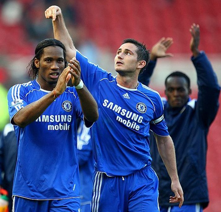 Didier Drogba og Frank Lampard, leikmenn Chelsea.