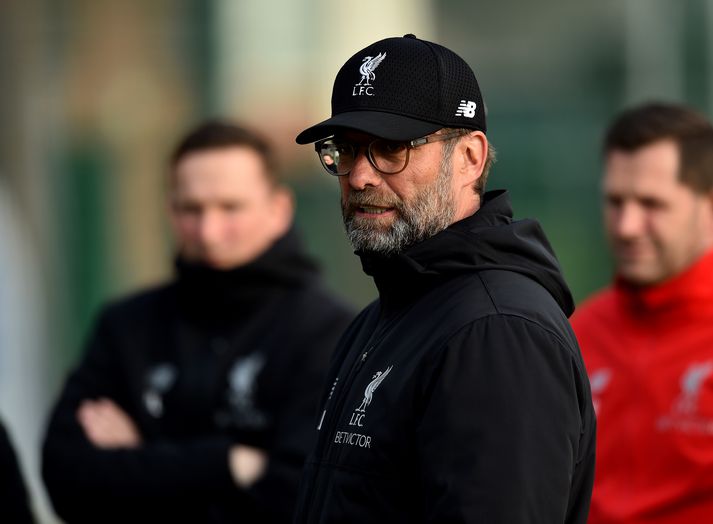 Klopp á æfingu Liverpool í vikunni.