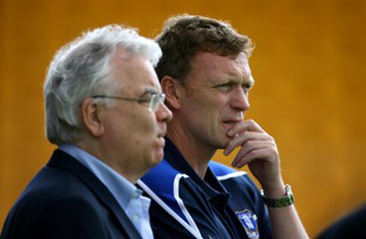 Bill Kenwright er hér með David Moyes knattspyrnustjóra Everton