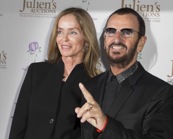 Ringo Starr og eiginkona hans árið 2013.