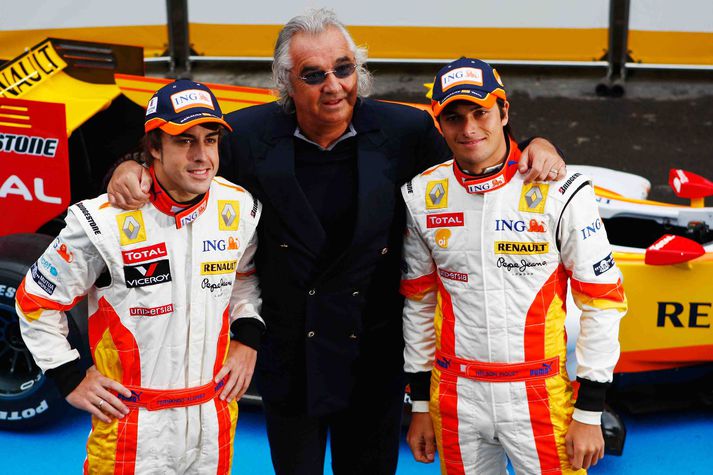 Fernando Alonso, Flavio Briatore og Nelson Piquet störfuðu hjá Renault á sínum tíma.