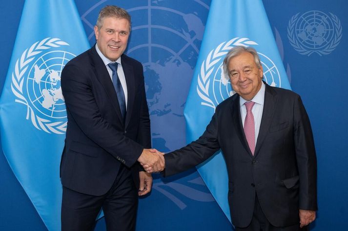 Bjarni Benediktsson forsætisráðherra og Antonio Guterres, aðalritari Sameinuðu þjóðanna.