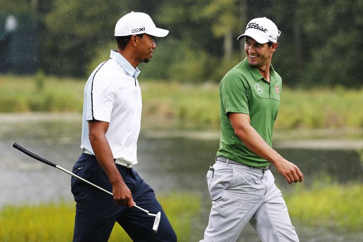 Adam Scott og Tiger Woods.