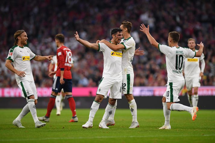 Borussia fagnar einu af sínu marki í kvöld. Frábær sigur hjá þeim á Allianz Arena.