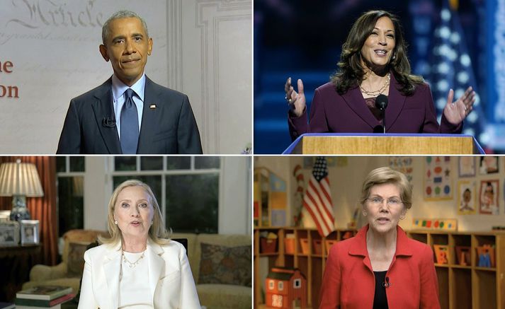 Barack Obama, Kamala Harris, Hillary Clinton og Elizabeth Warren.