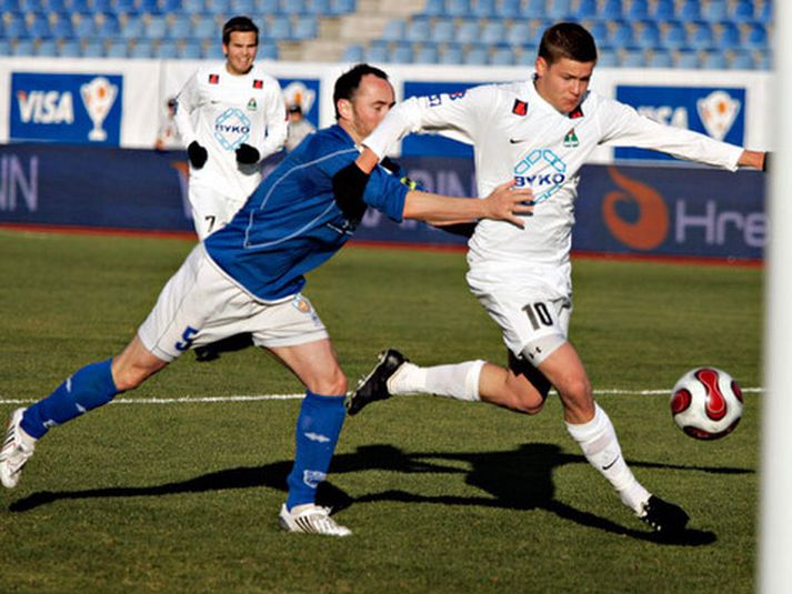 Alfreð Finnbogason á ferðinni í úrslitaleiknum í dag.