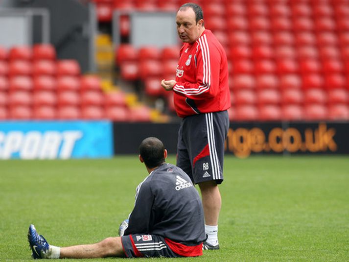 Rafael Benitez og Javier Mascherano.