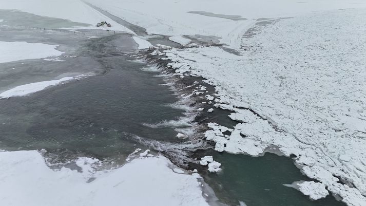 Eldfjalla- og náttúruvárhópur Suðurlands birti þessa mynd af aðstæðum við Hvítá í gær.