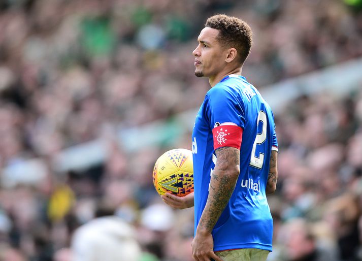 James Tavernier, fyrirliði Rangers, fékk böku í sig í leiknum gegn Motherwell.